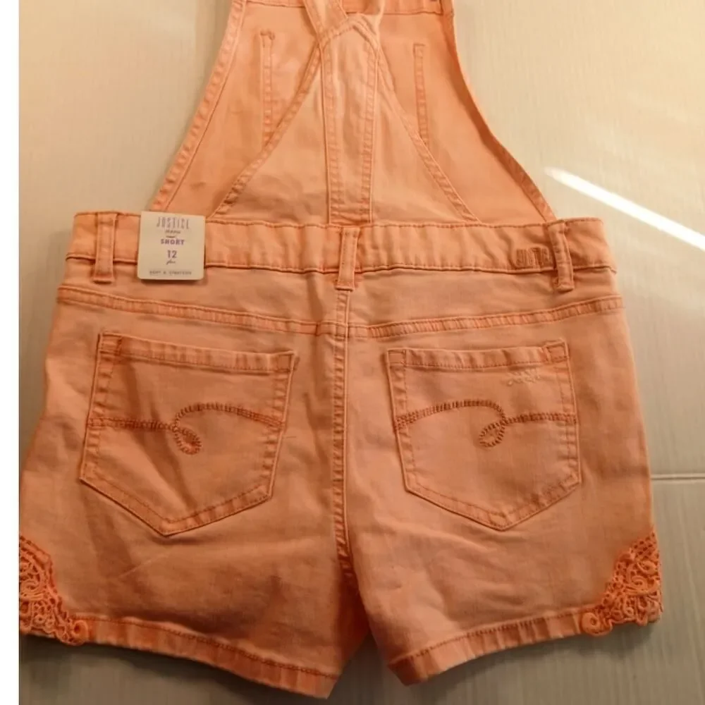 Justice New w/Tags Peach Bib Overall Shorts - Girls Size 12 Plus Beauties!!